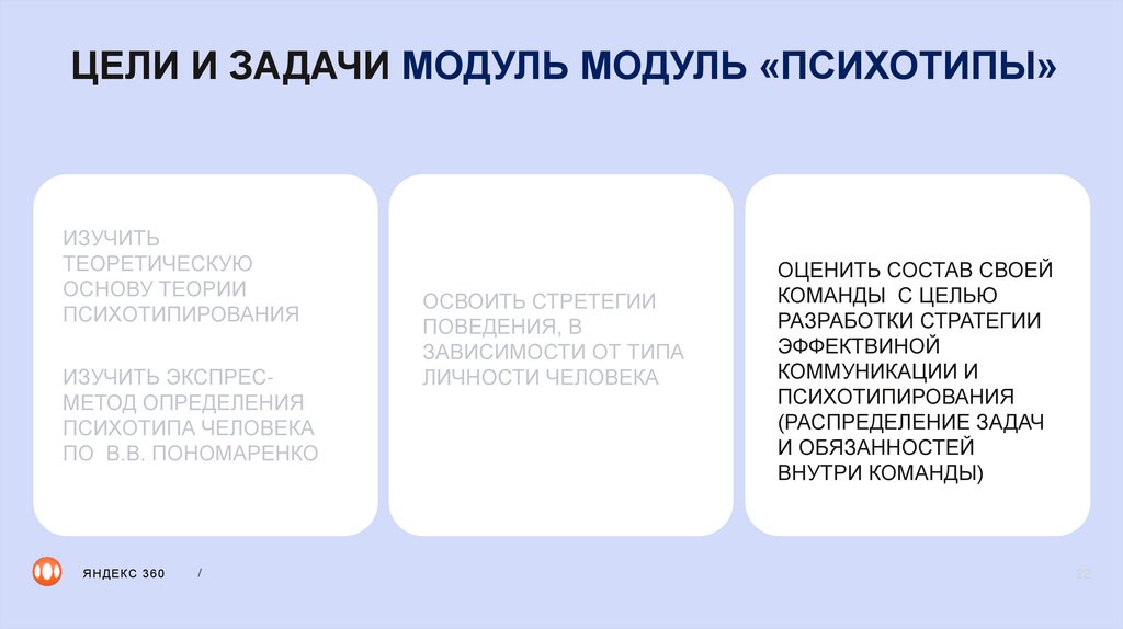 ЦЕЛИ И ЗАДАЧИ МОДУЛЬ МОДУЛЬ «ПСИХОТИПЫ»