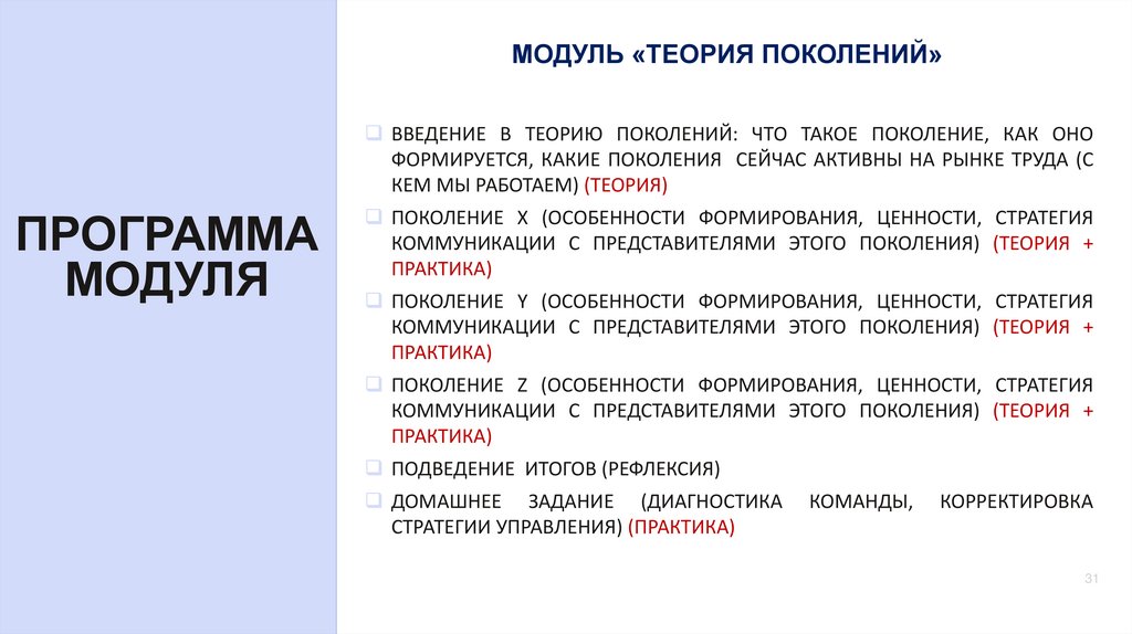 ПРОГРАММА МОДУЛЯ