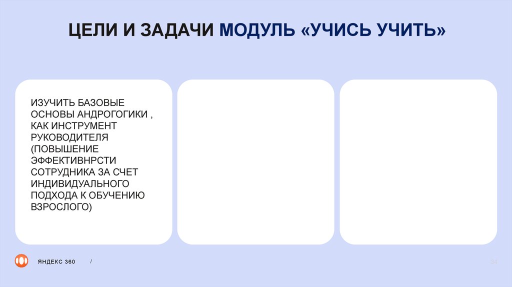 ЦЕЛИ И ЗАДАЧИ МОДУЛЬ «УЧИСЬ УЧИТЬ»