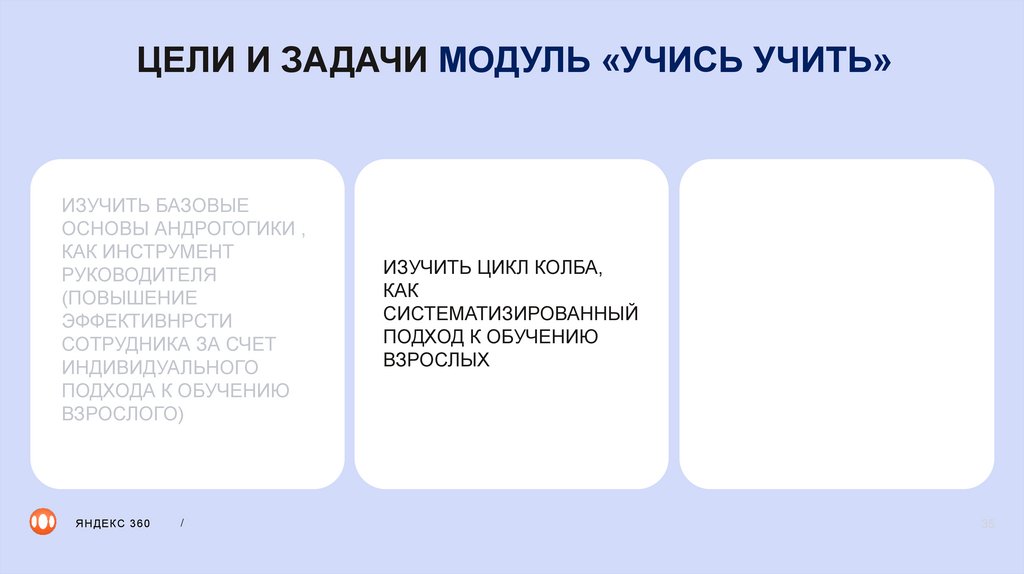 ЦЕЛИ И ЗАДАЧИ МОДУЛЬ «УЧИСЬ УЧИТЬ»