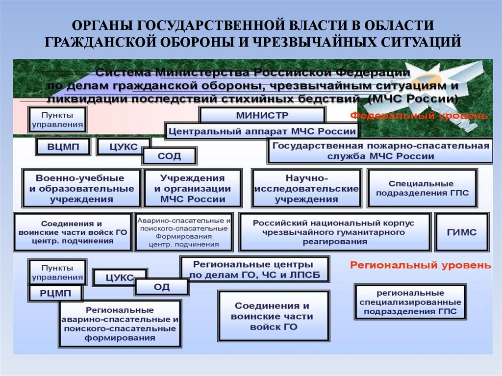 ОРГАНЫ ГОСУДАРСТВЕННОЙ ВЛАСТИ В ОБЛАСТИ ГРАЖДАНСКОЙ ОБОРОНЫ И ЧРЕЗВЫЧАЙНЫХ СИТУАЦИЙ