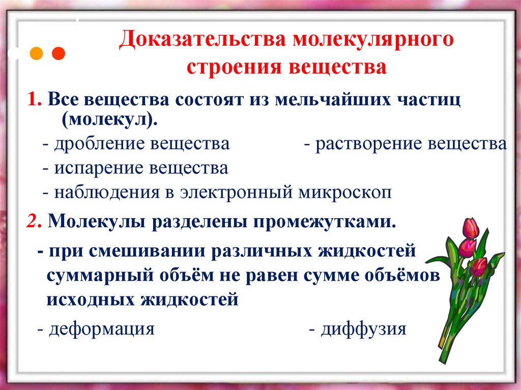 Доказательства молекулярного строения вещества