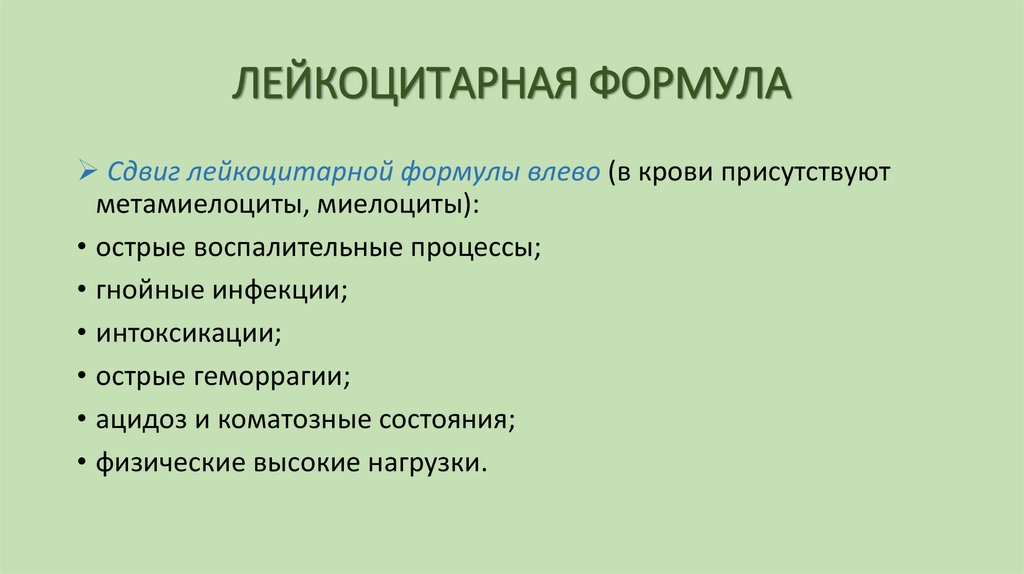 ЛЕЙКОЦИТАРНАЯ ФОРМУЛА