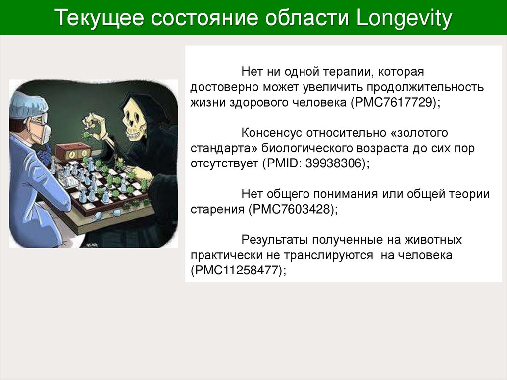 Текущее состояние области Longevity