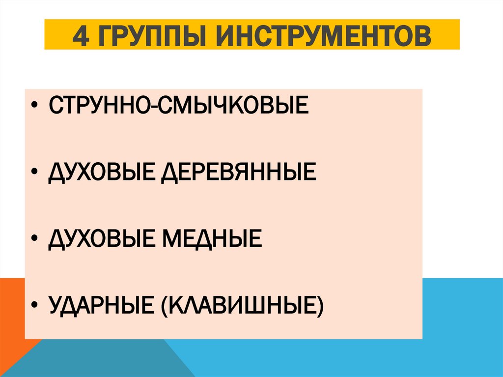 4 группы инструментов