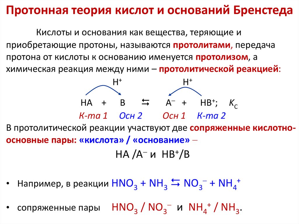 Протонная теория кислот и оснований Бренстеда
