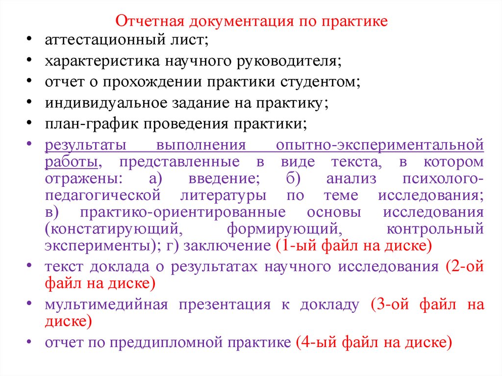 Отчетная документация по практике