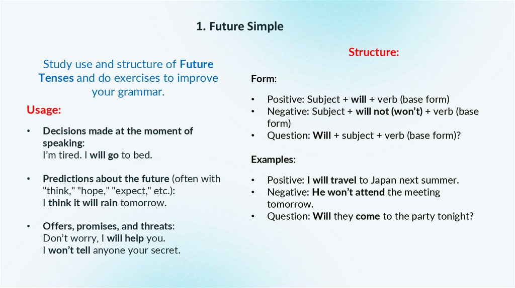 1. Future Simple