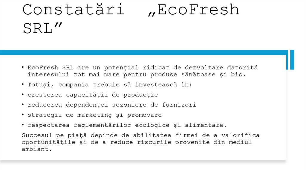 Constatări „EcoFresh SRL”