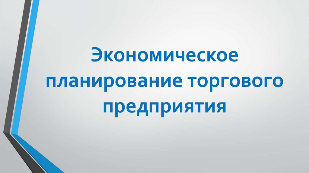 Экономическое планирование торгового предприятия
