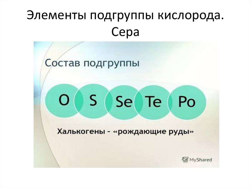 Элементы подгруппы кислорода. Сера