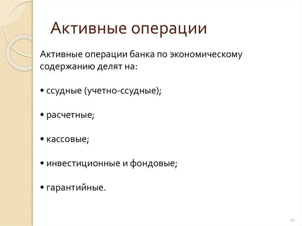 Активные операции 