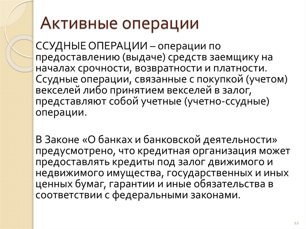 Активные операции 