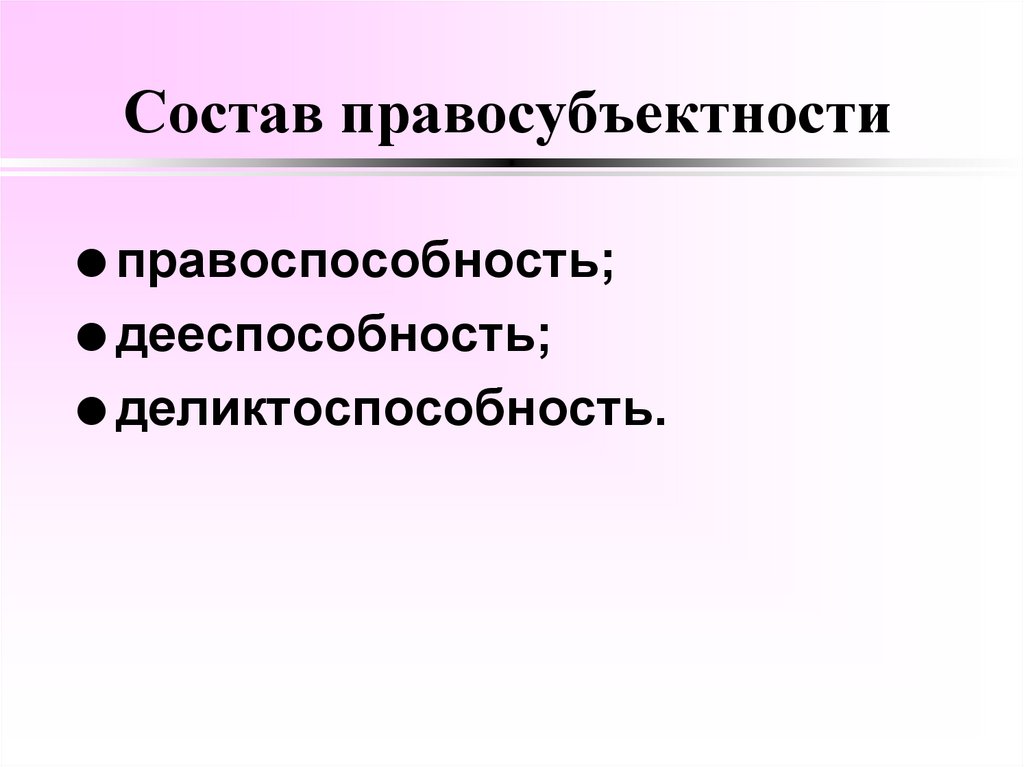 Состав правосубъектности
