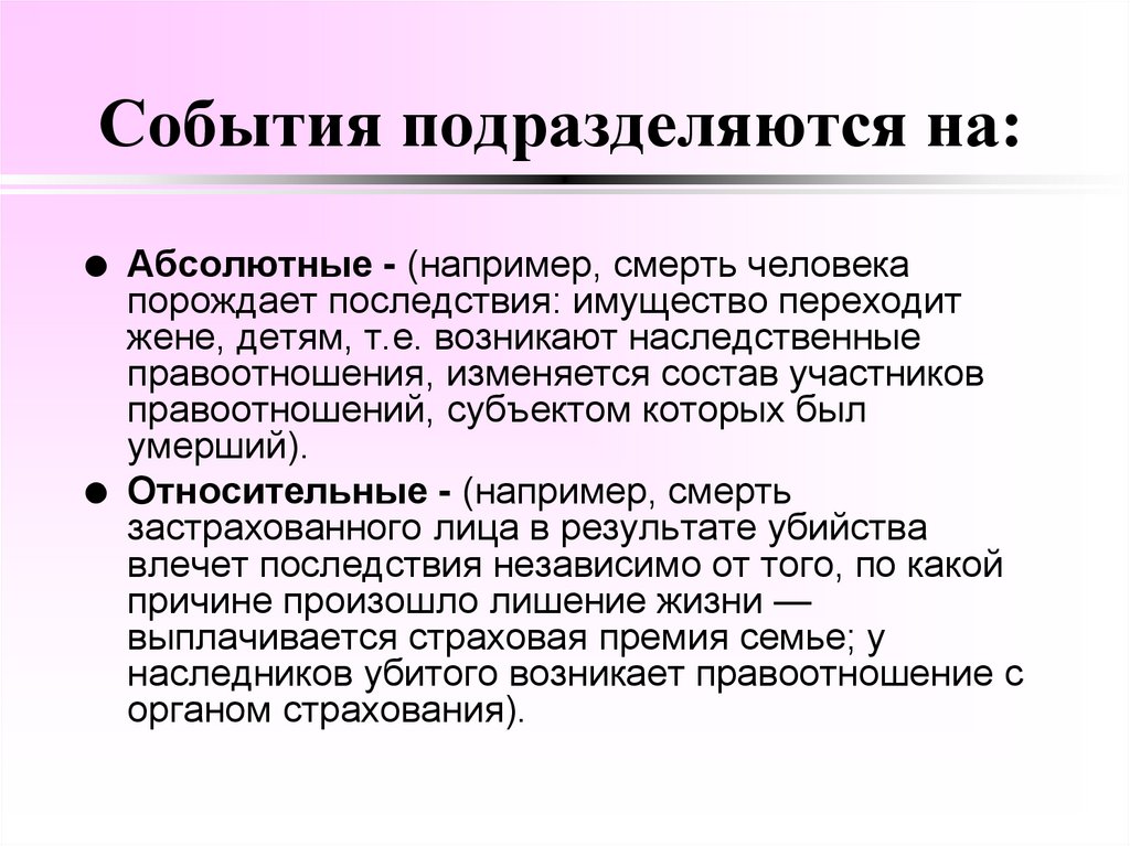 События подразделяются на: