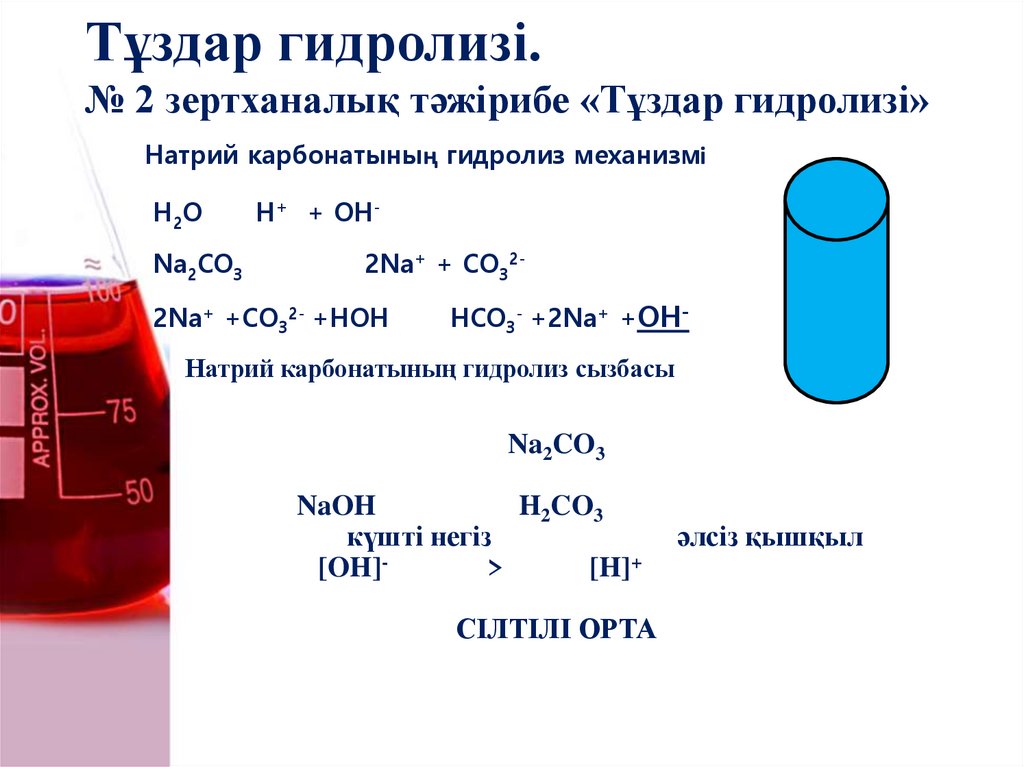 Тұздар гидролизі. № 2 зертханалық тәжірибе «Тұздар гидролизі»