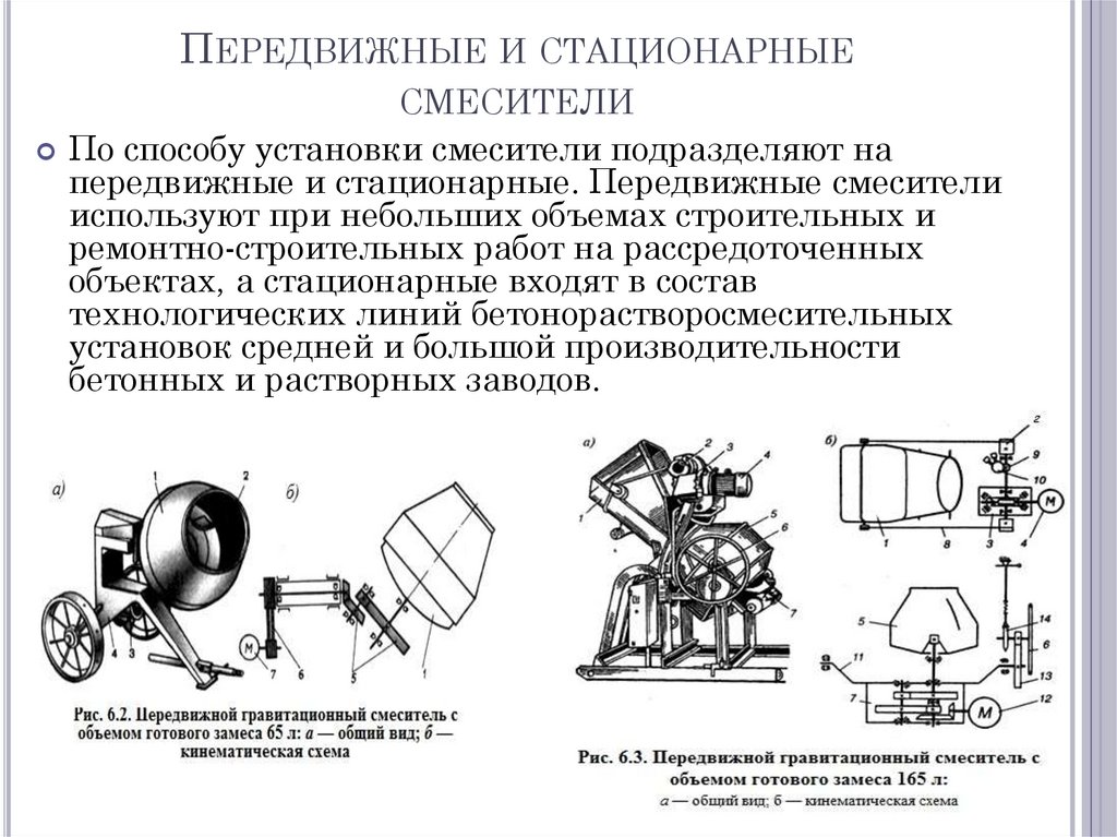 Передвижные и стационарные смесители
