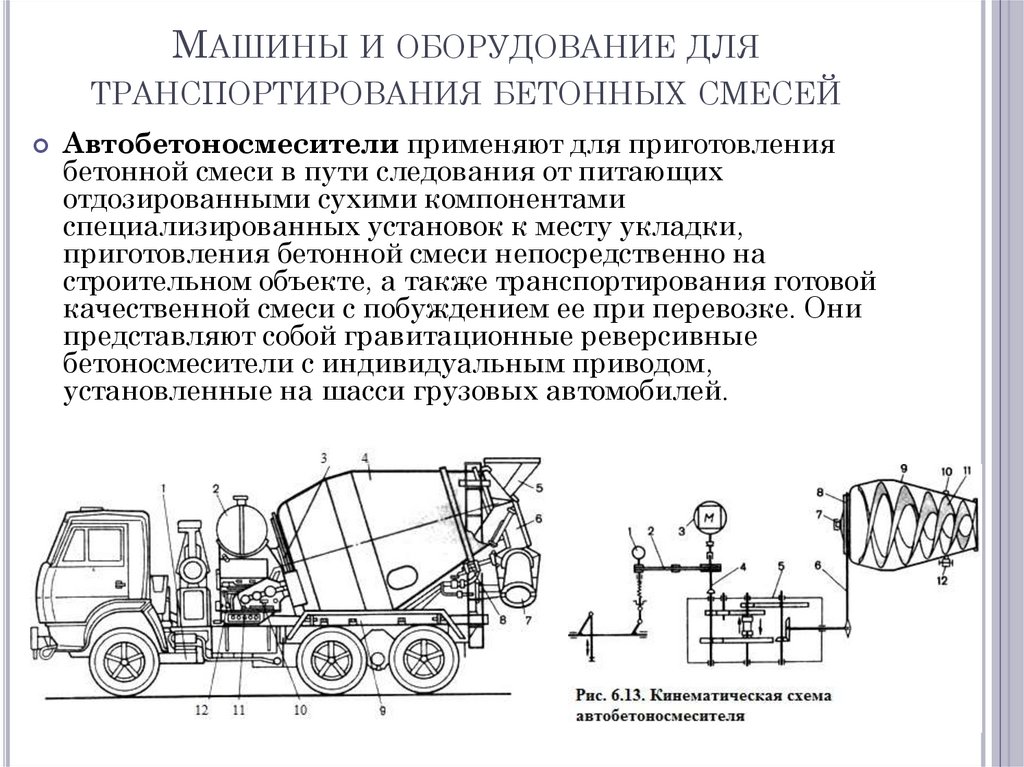 Машины и оборудование для транспортирования бетонных смесей