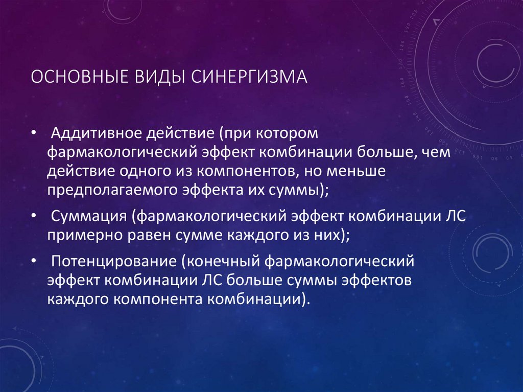 Основные виды синергизма