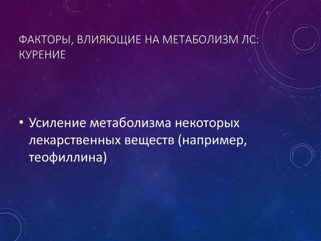 Факторы, влияющие на метаболизм ЛС: КУРЕНИЕ
