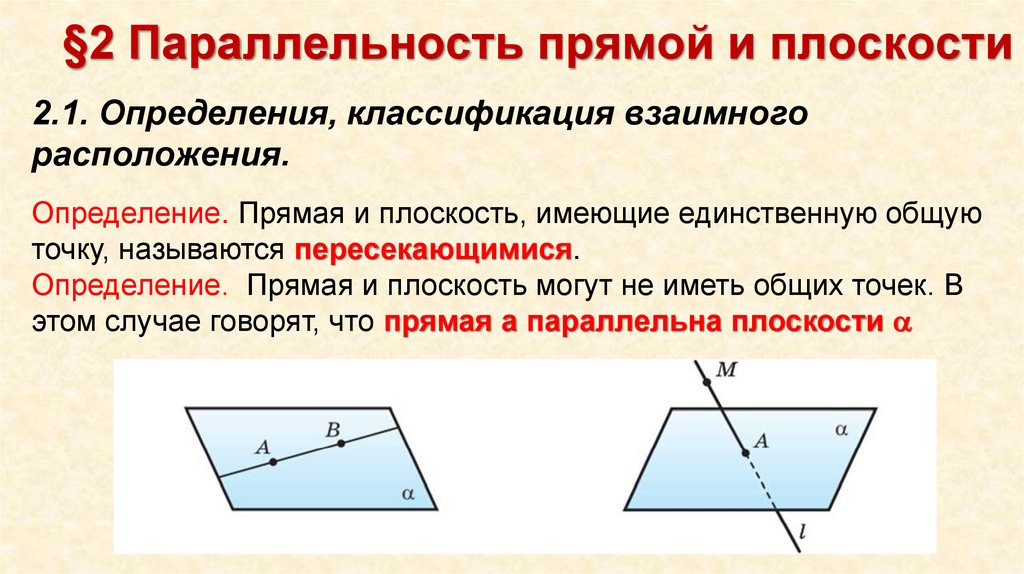 §2 Параллельность прямой и плоскости