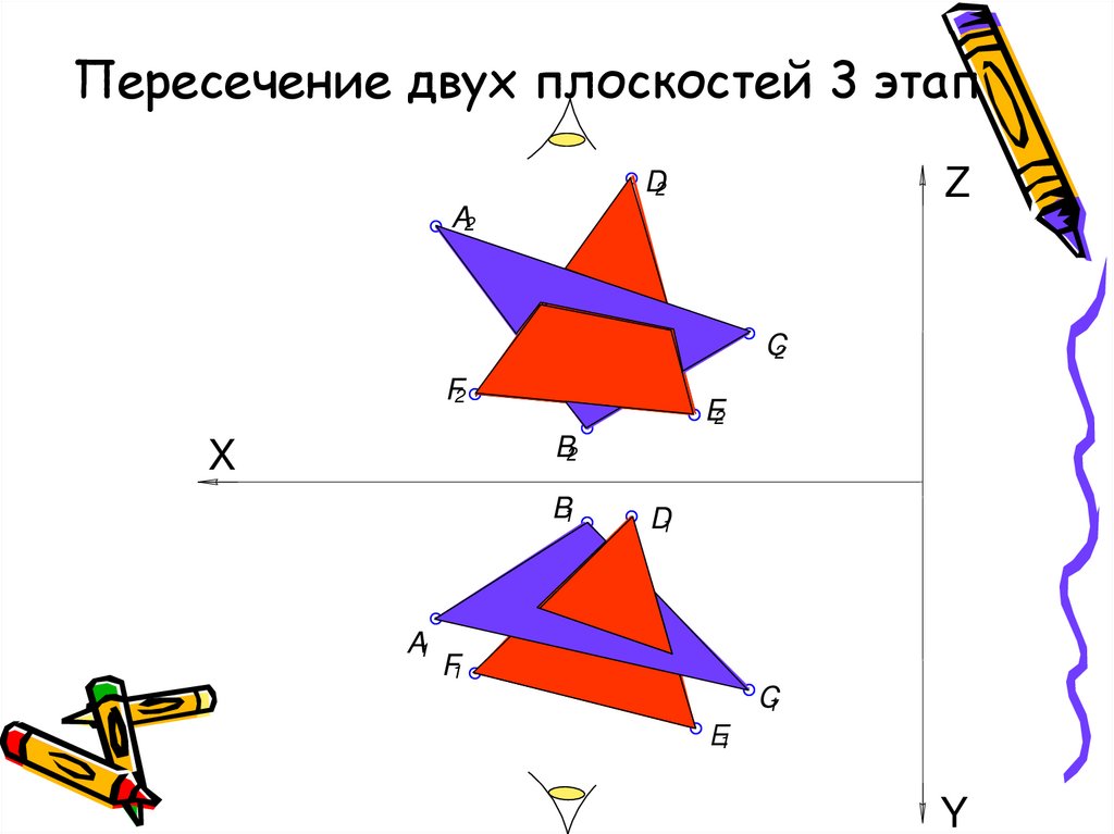 Пересечение двух плоскостей 3 этап