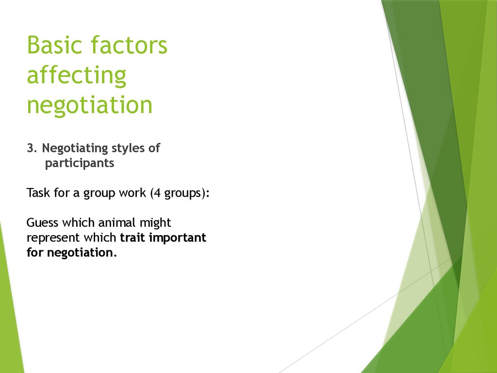 Basic factors affecting negotiation