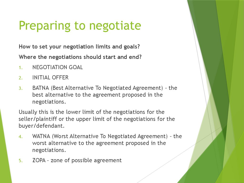 Preparing to negotiate