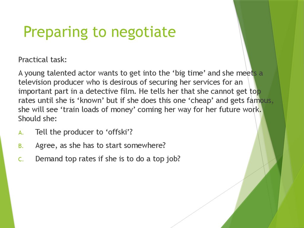 Preparing to negotiate