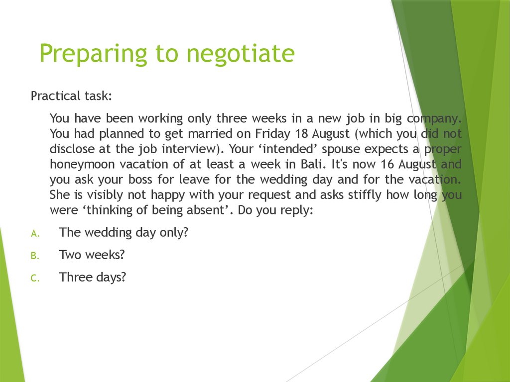 Preparing to negotiate