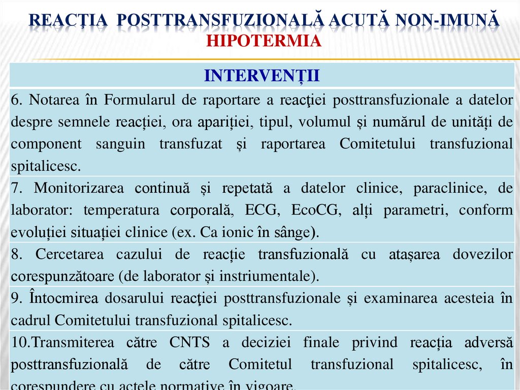 Reacţia posttransfuzională acută non-imună hipotermia