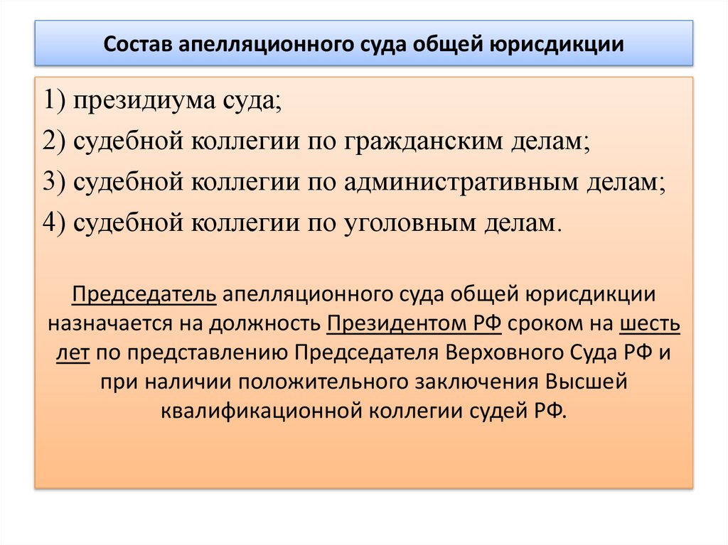 Состав апелляционного суда общей юрисдикции