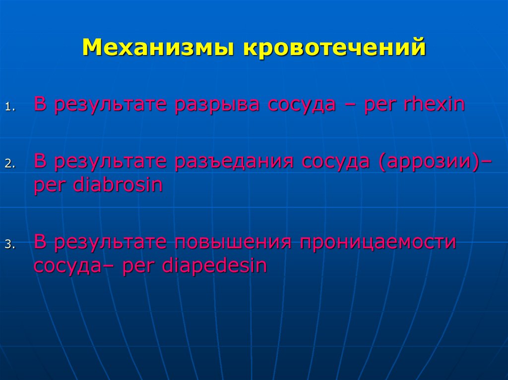 Механизмы кровотечений