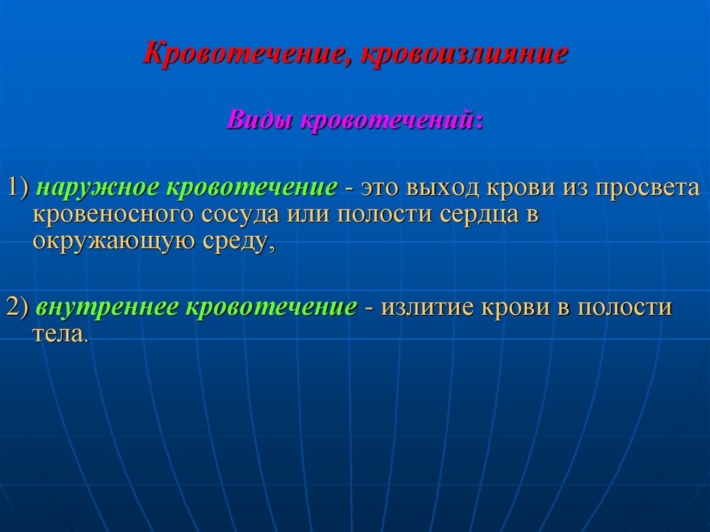 Кровотечение, кровоизлияние