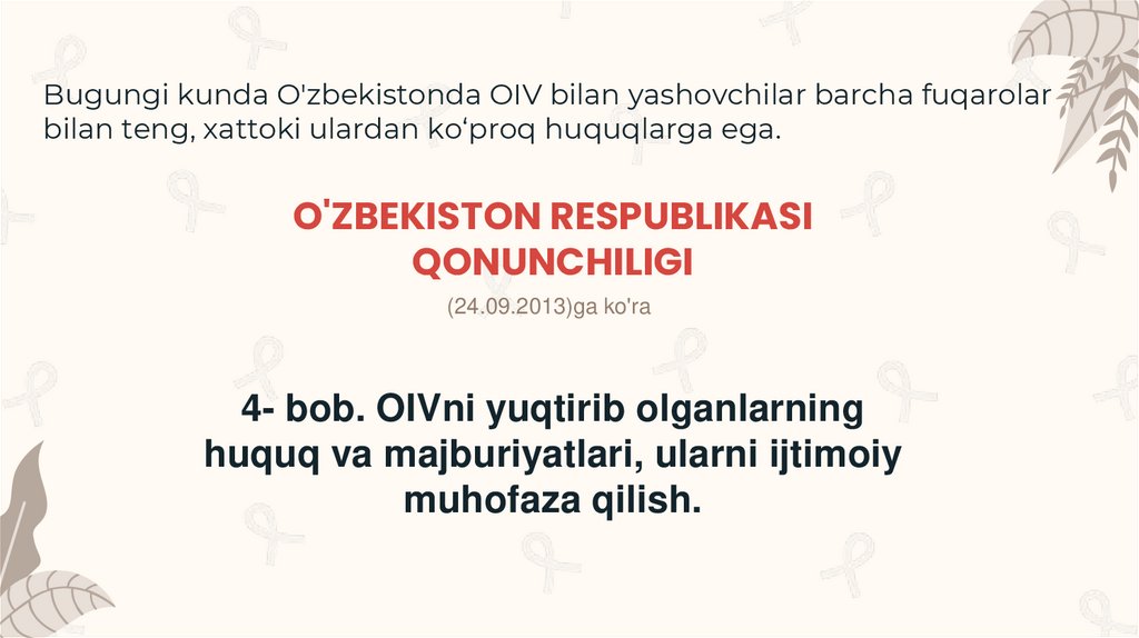 O'ZBEKISTON RESPUBLIKASI QONUNCHILIGI