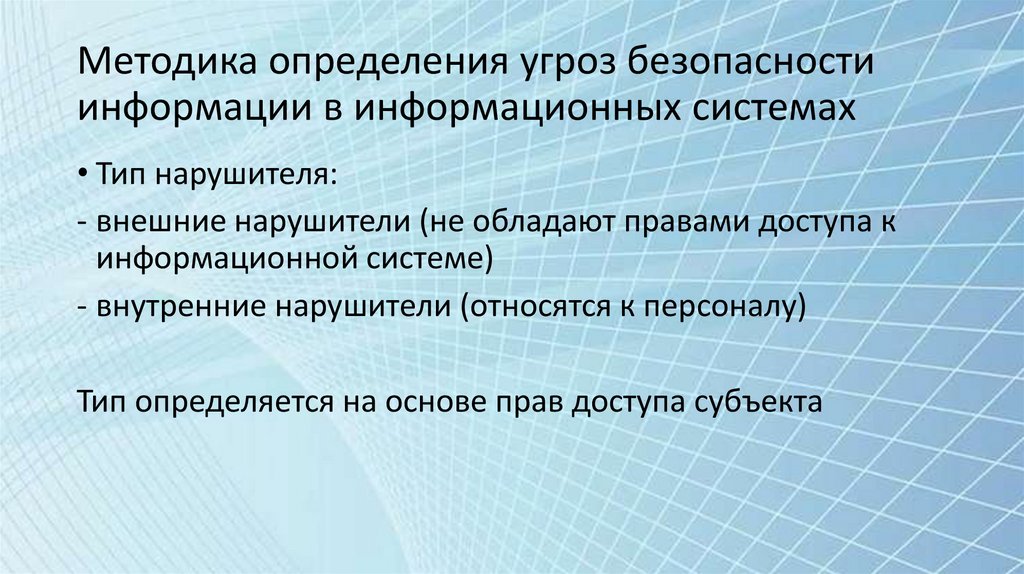 Методика определения угроз безопасности информации в информационных системах
