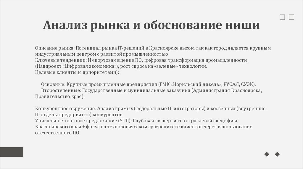 Анализ рынка и обоснование ниши