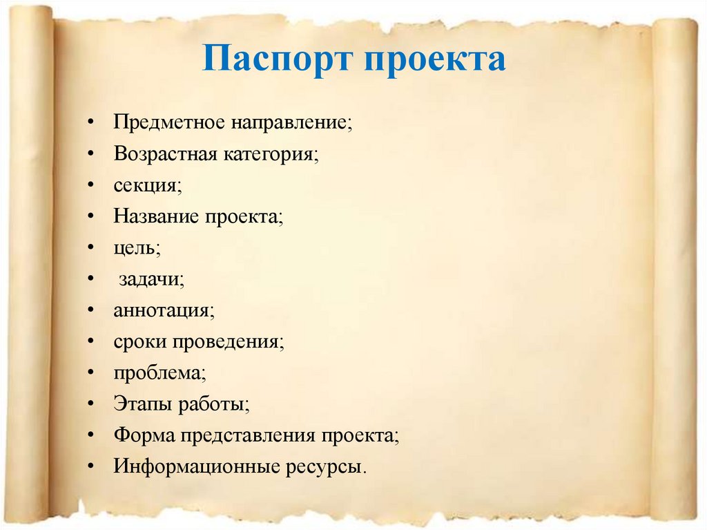 Паспорт проекта