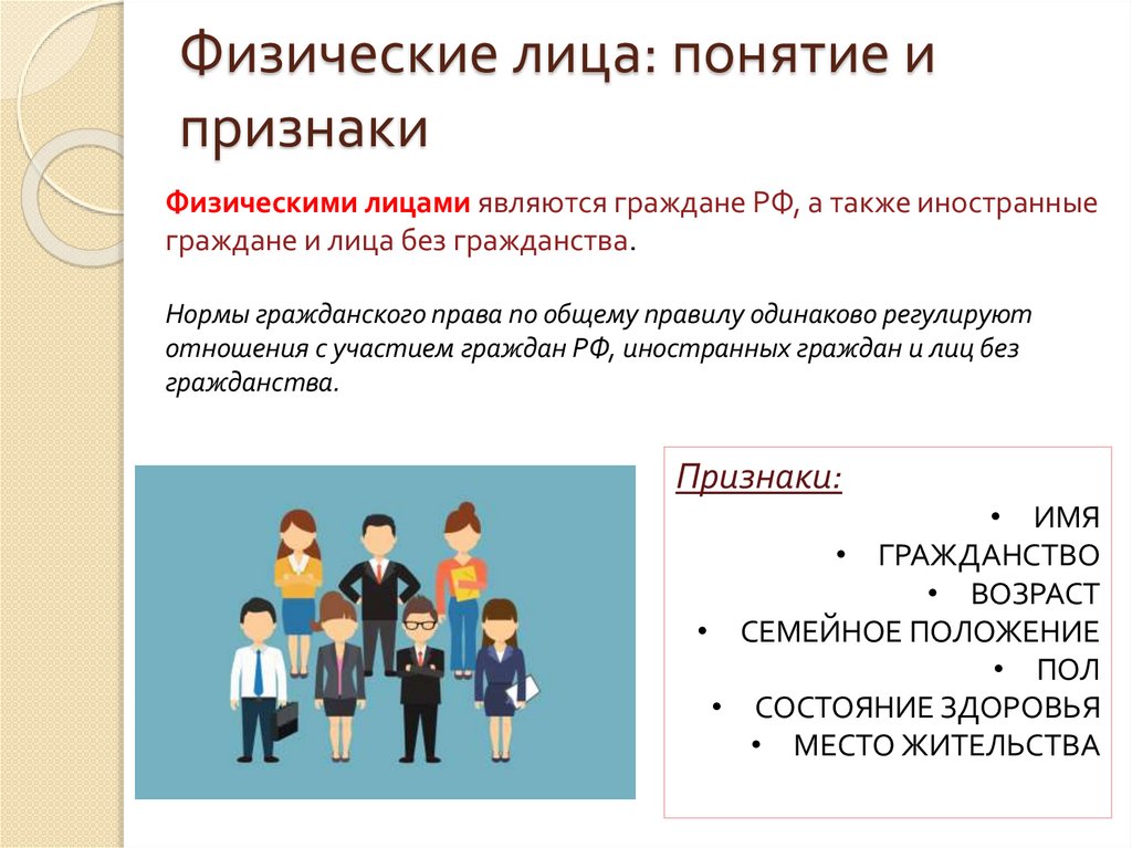 Физические лица: понятие и признаки