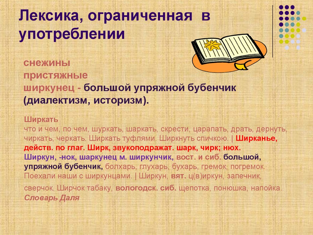 Лексика, ограниченная в употреблении