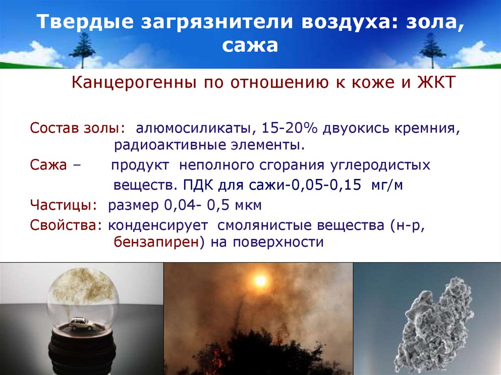 Твердые загрязнители воздуха: зола, сажа