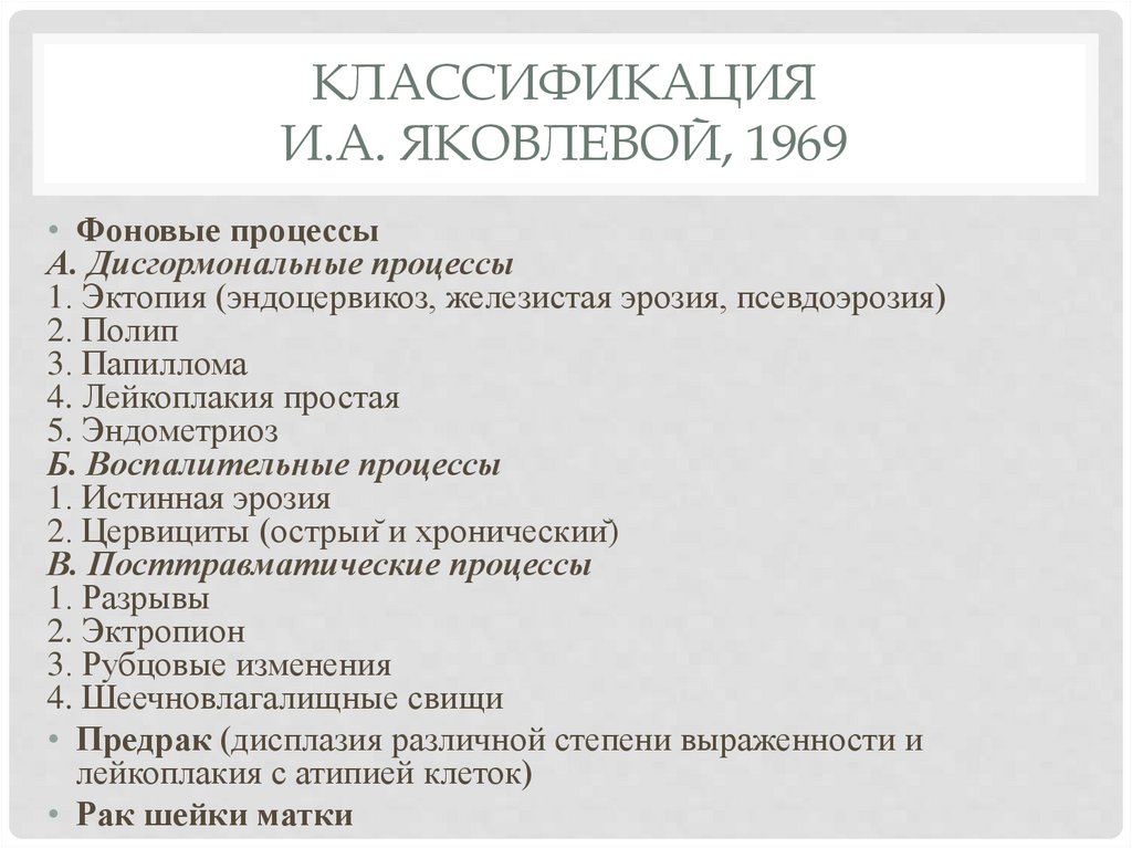 классификация И.А. Яковлевой, 1969