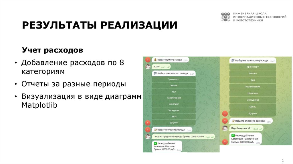 РЕЗУЛЬТАТЫ РЕАЛИЗАЦИИ