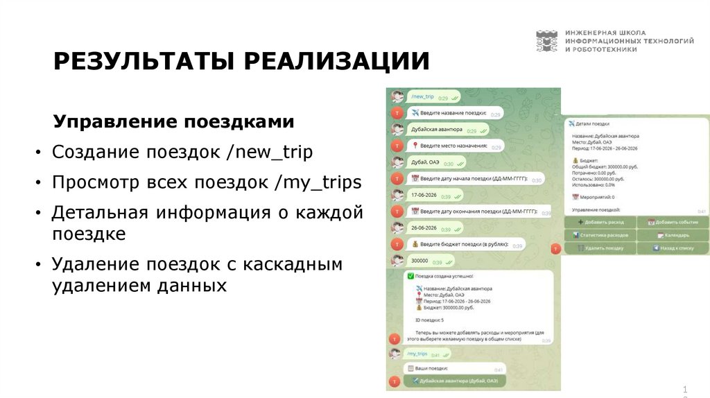 РЕЗУЛЬТАТЫ РЕАЛИЗАЦИИ