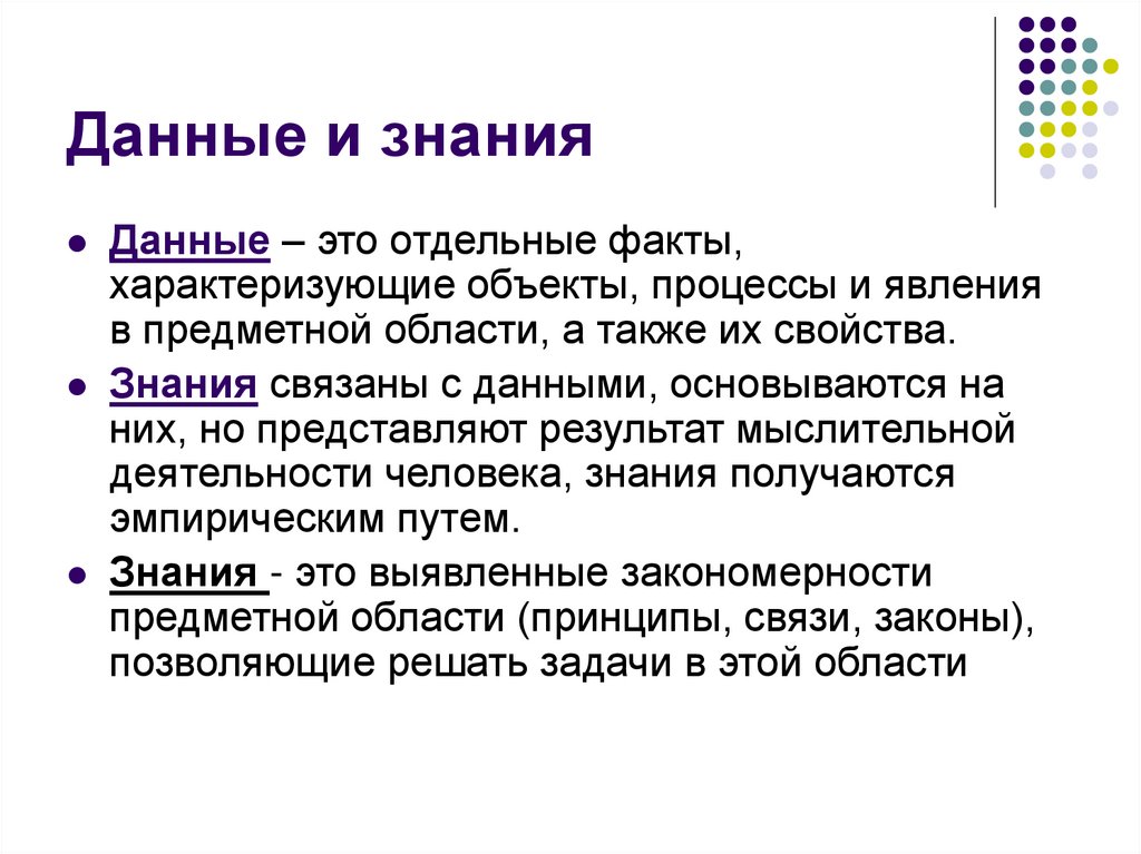 Данные и знания