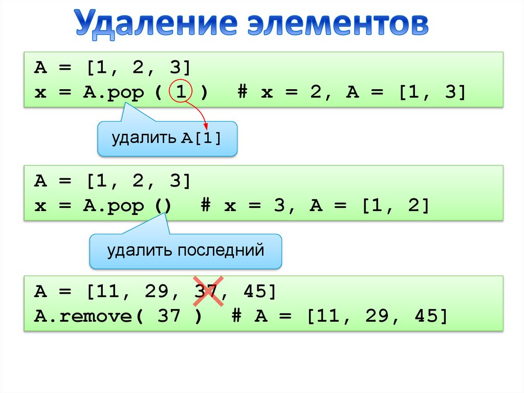 Удаление элементов