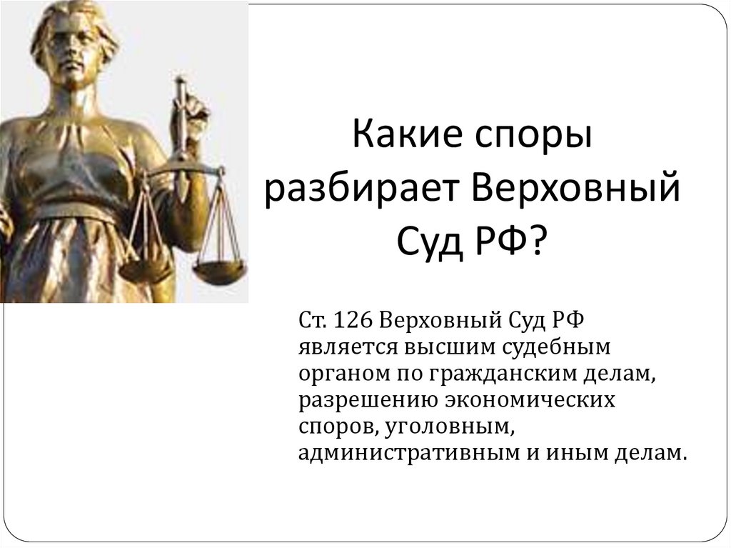 Какие споры разбирает Верховный Суд РФ?