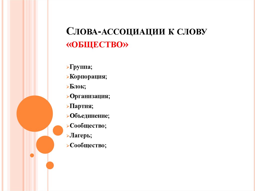 Слова-ассоциации к слову «общество»