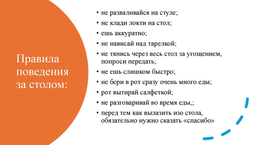 Правила поведения за столом: