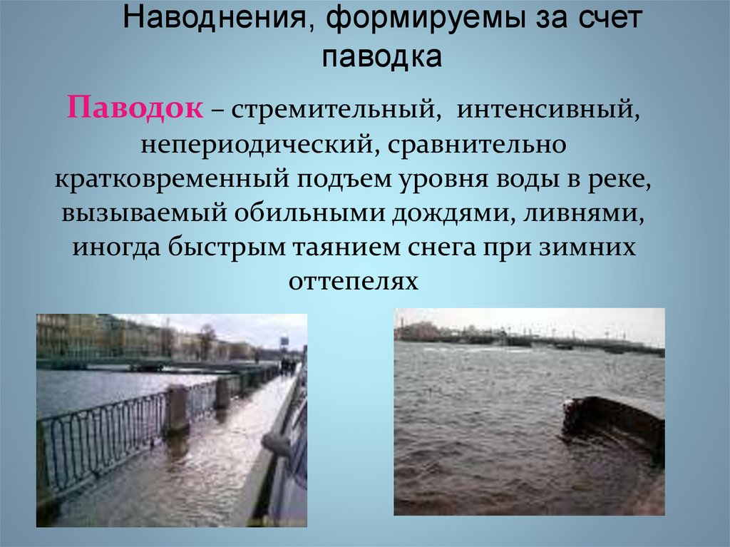 Наводнения, формируемы за счет паводка